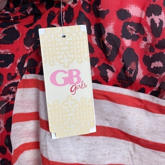 🆕 GB Girls Oversized Loose-Fit Top w/Cami Striped Cheetah Print XL - Picture 7 of 9